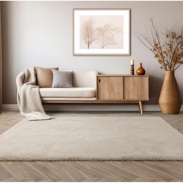 Lulu Plush Super-Soft High-Density Woven Plain Silky Polyester Mid-Height Shaggy Ivory Rug-Asiatic Carpets-Rug Love - The Most Loved Rug Store